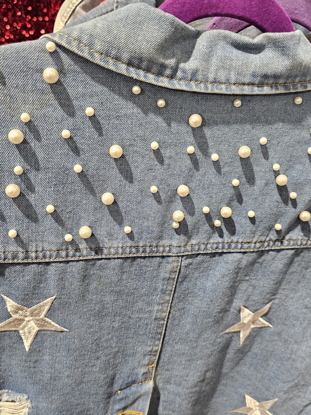 Denim Star Embellished Women's Jacket - Light Blue - Picture 4 of 4